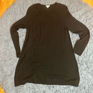 J.Jill Black Embellished Long Wool Tunic Sweater Size M